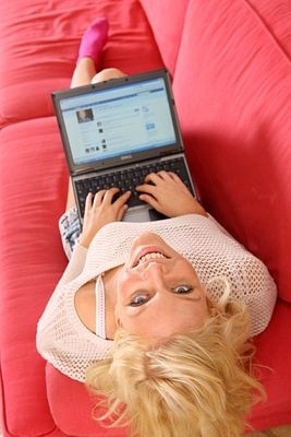 woman browsing facebook