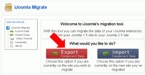 Click the export button to export your meta tags from Joomla 1.5