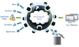 Incapsula behaves like a firewall, protecting your site from all sorts of bad stuff like cross scripting, SQL injections and more.