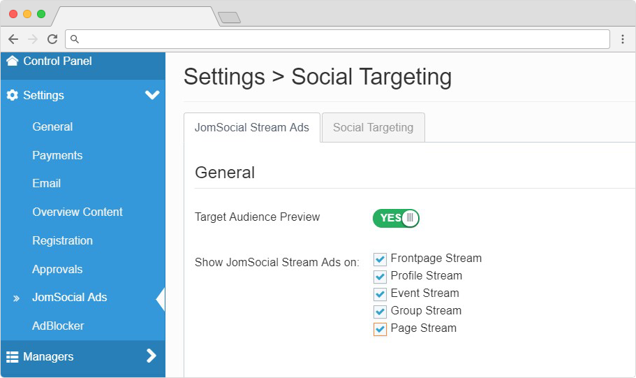 jomsocial pages ads