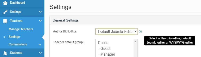 Teacher login redirection Guru LMS extension Joomla
