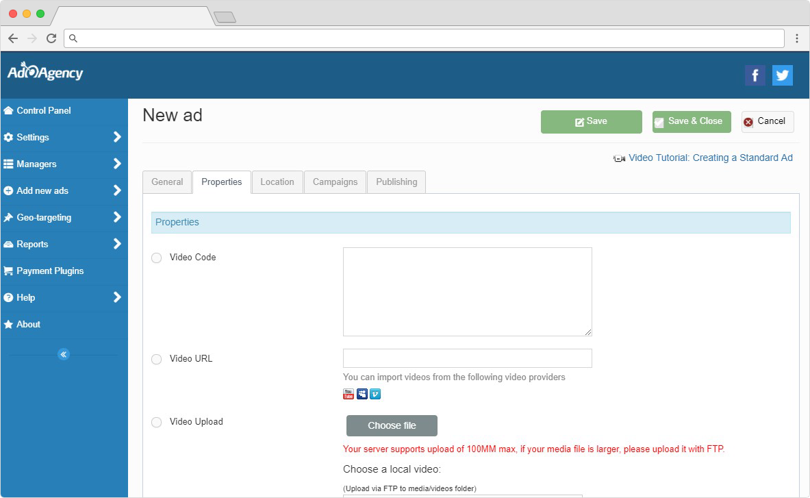 ad agency video ads for joomla